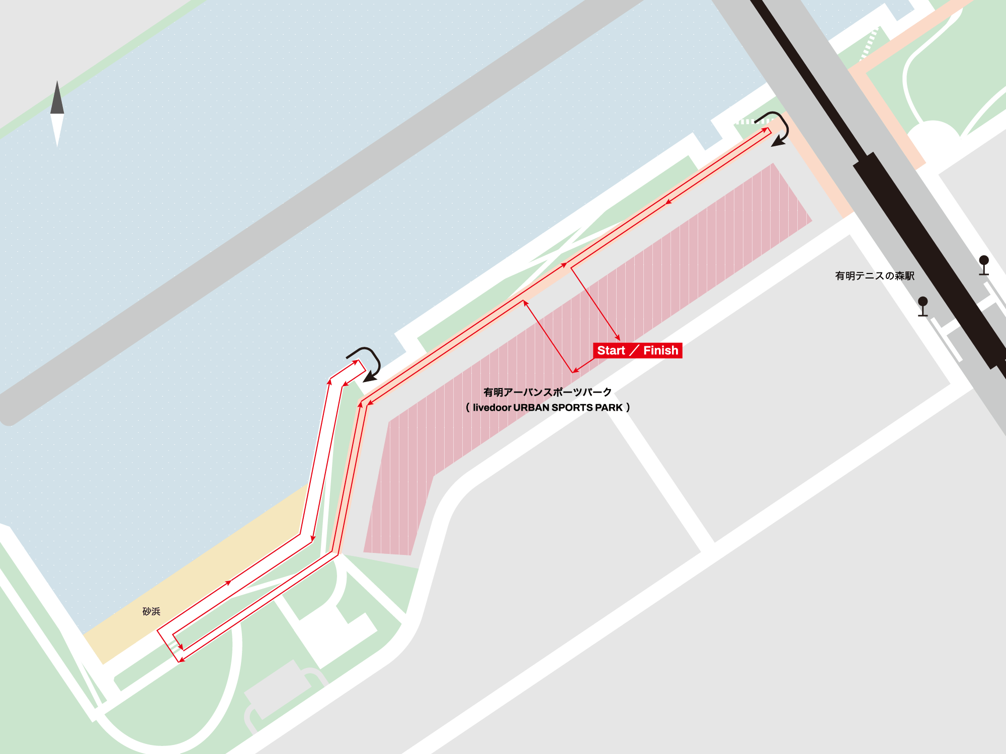 Gravel Family Run コース図（ARIAKE WANGANコース1周 約2.0km）