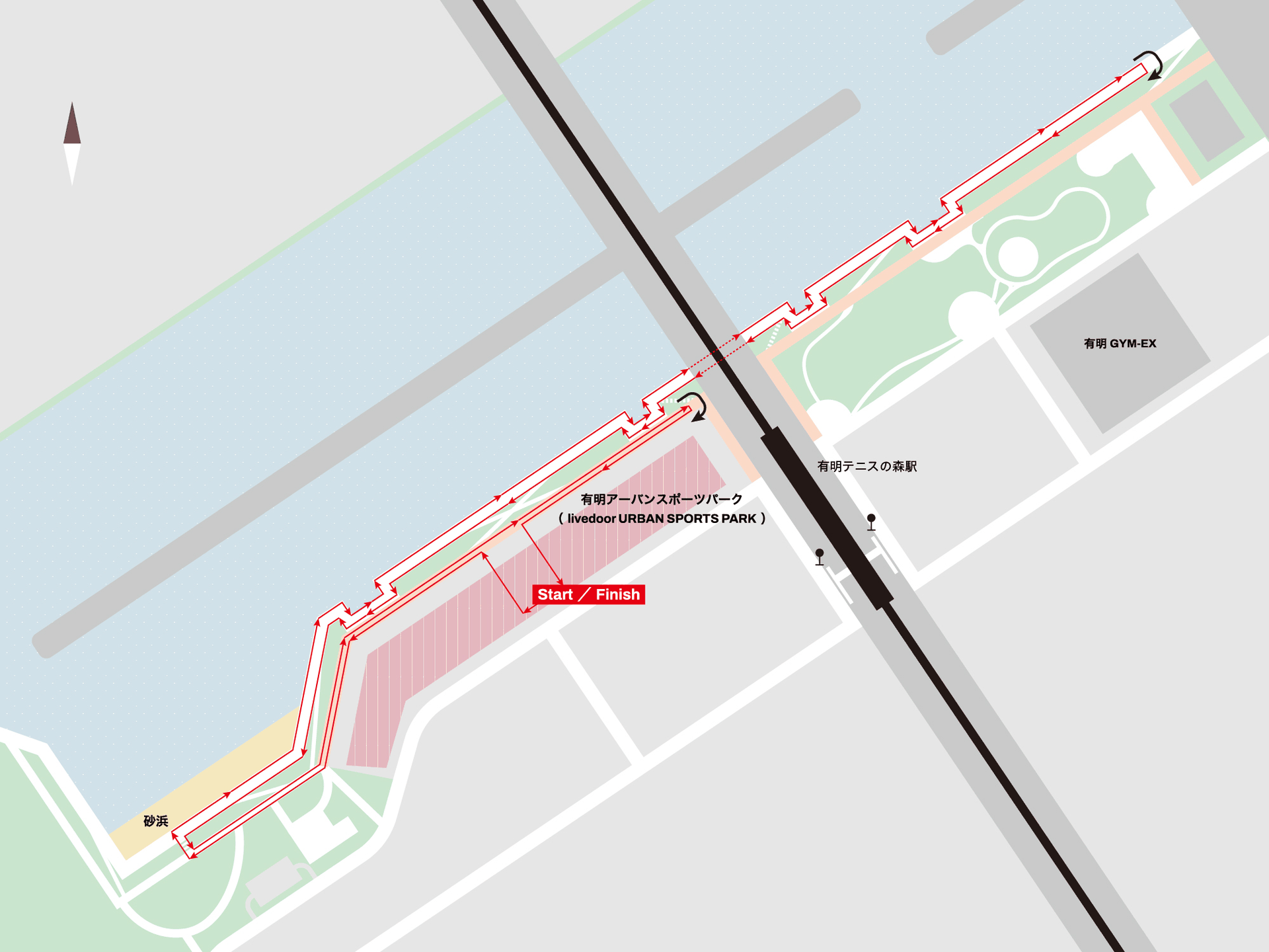 Gravel Relay Run コース図（コース1 ARIAKE WANGANコース 約3.5km）